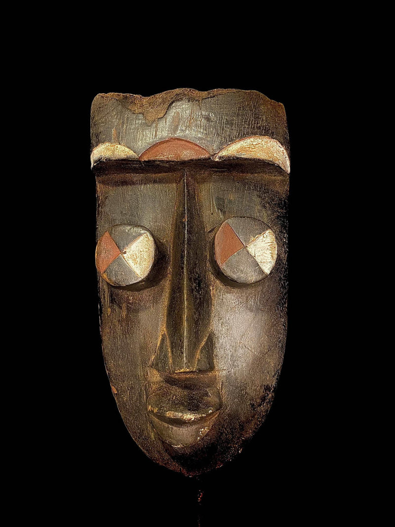 African mask antiques tribal Face vintage Wood Carved Hanging Grebo Kru-4421