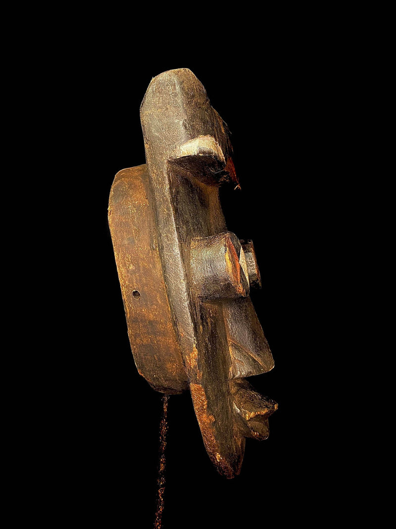 African mask antiques tribal Face vintage Wood Carved Hanging Grebo Kru-4421