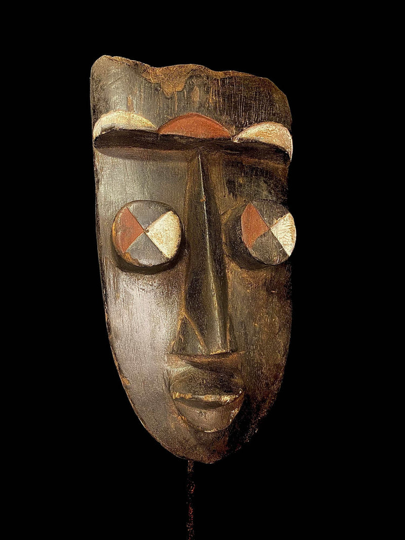 African mask antiques tribal Face vintage Wood Carved Hanging Grebo Kru-4421