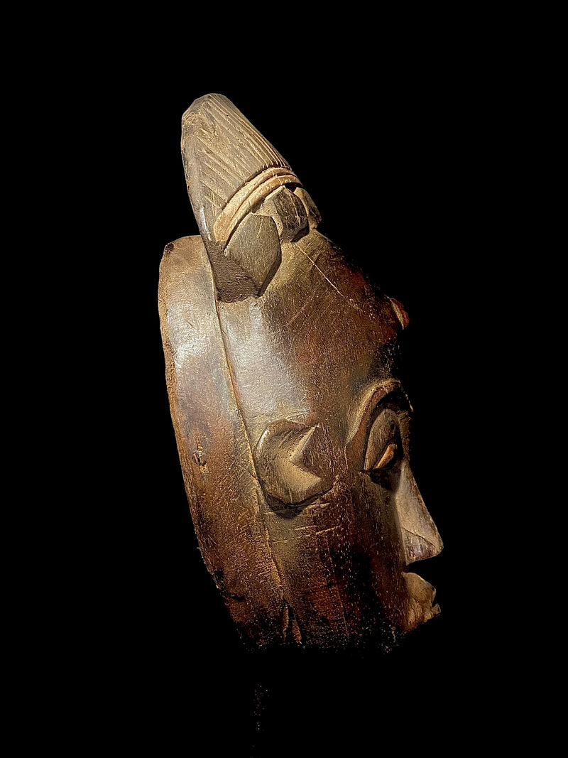 African mask antiques tribal Face vintage Wood Carved Hanging African Mask- 4445