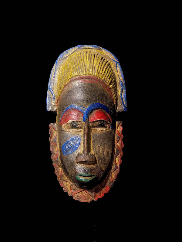 African Tribal Face Mask Wood Hand Carved Vintage Wall Hanging NGIL FANG -4741