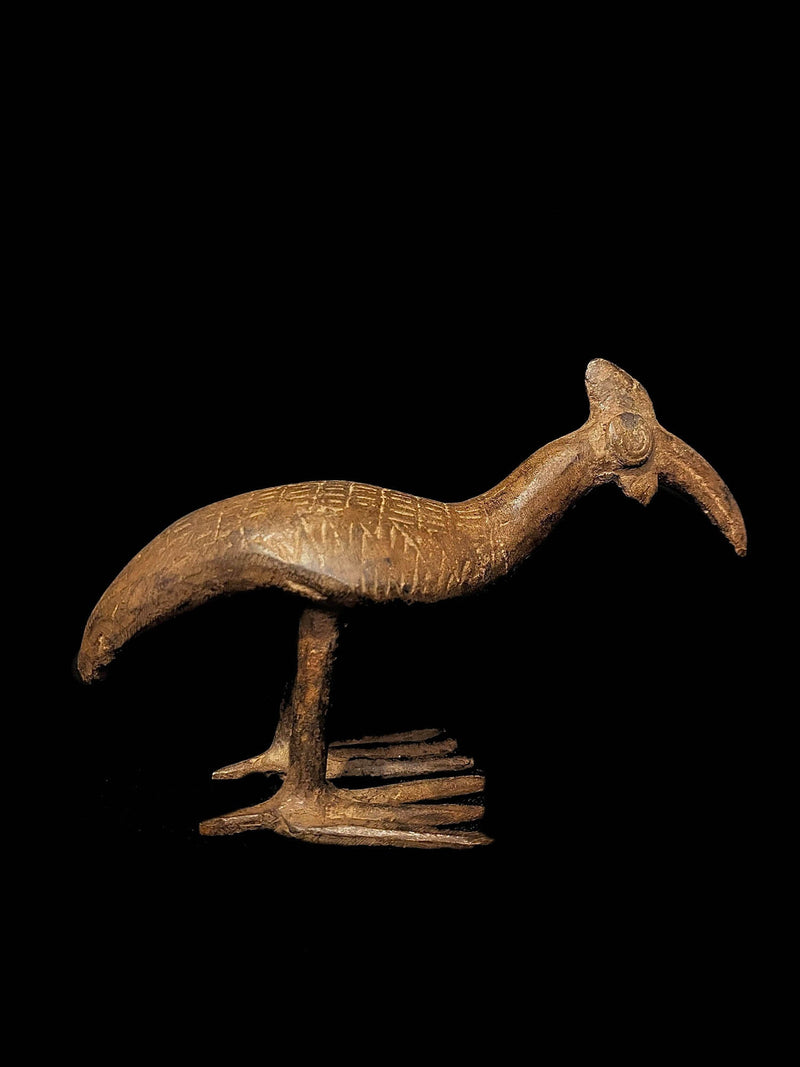 sculpture Brass Brass African Figurine Vintage Tribal Art Figurines Statue Bustard Bird-4896