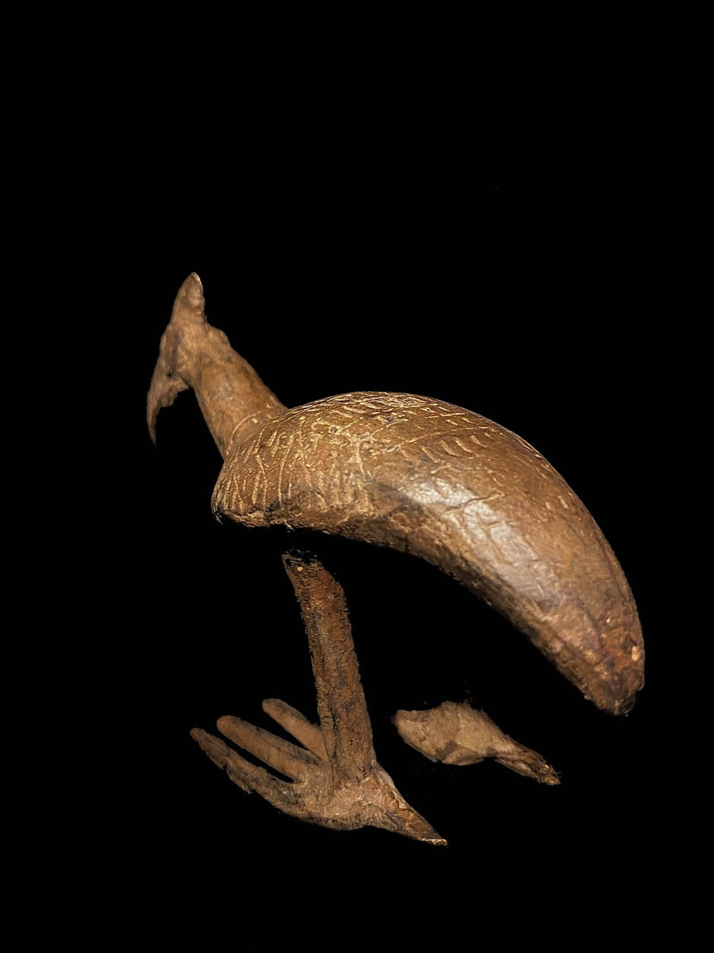 sculpture Brass Brass African Figurine Vintage Tribal Art Figurines Statue Bustard Bird-4896