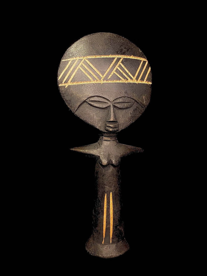 African Tribal Art Wooden Carved statue tribal wood fertility doll akua'ba-5067