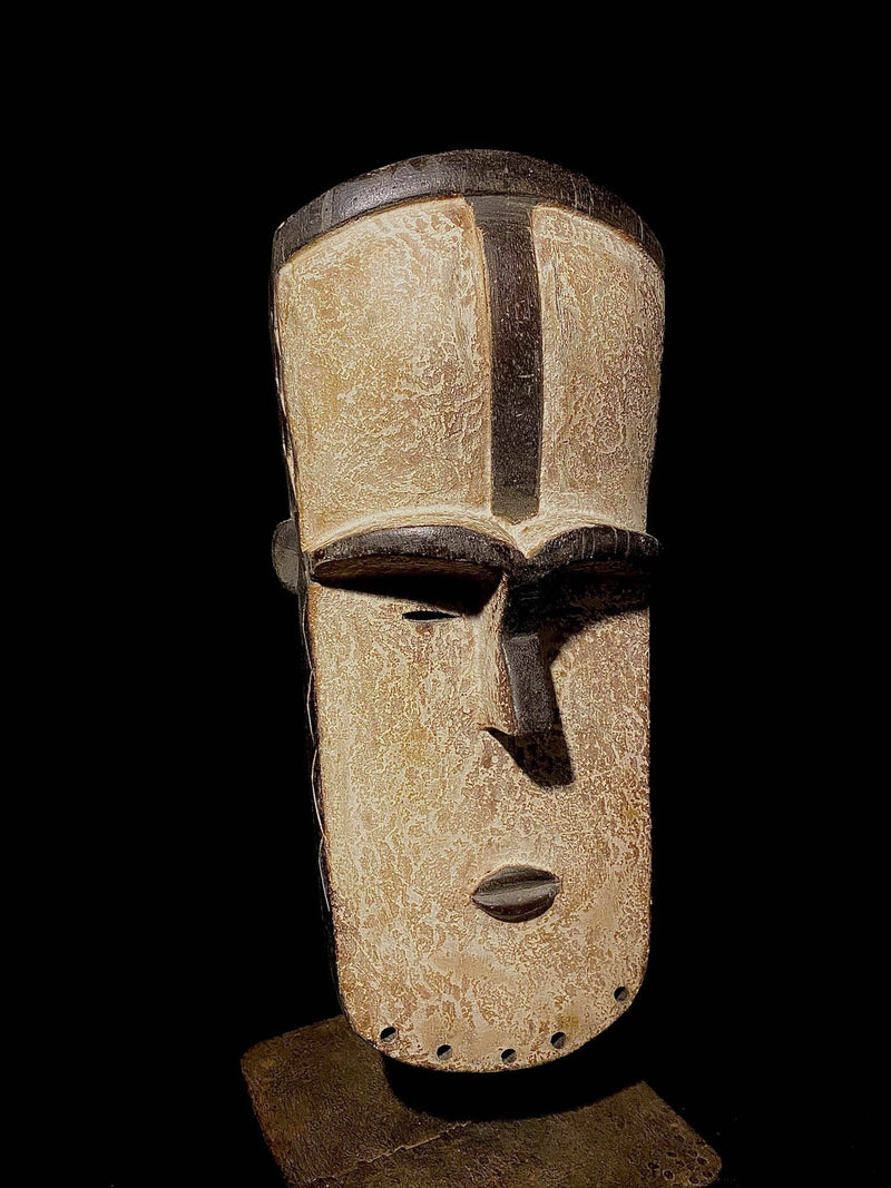 African mask Lega Bwami African Tribal Face Mask Wood Hand Carved Vintage Wall Hanging-5219
