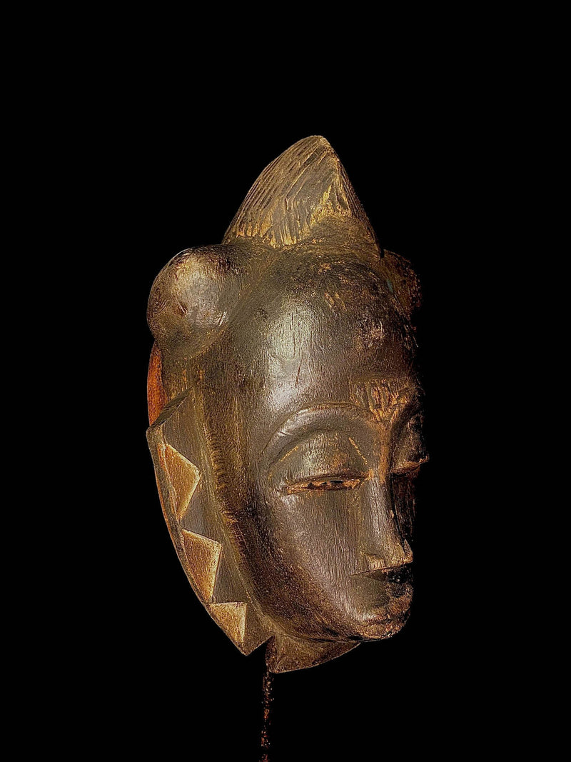 african mask Baule Yaure African mask antiques tribal Face vintage Wood Carved Hanging 5266