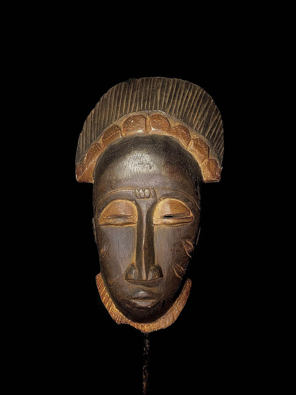 african mask African Carved Wood Tribal Mask vintage hanging tribal Baule African mask-5256