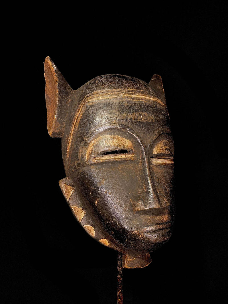 african mask African Carved Wood Tribal Mask vintage hanging tribal Baule Colored Mask-5255