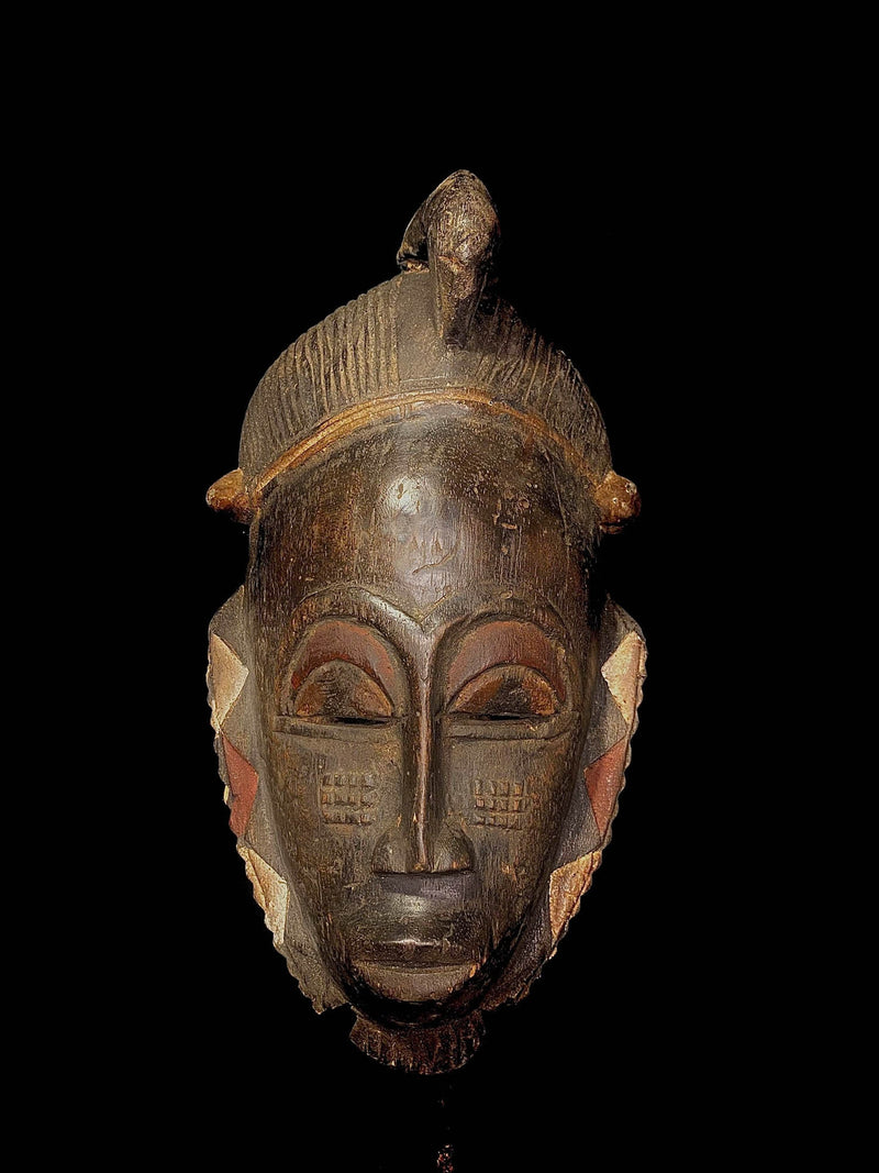 african mask African Tribal Wood masks Hand Carved wooden art masks Baoulé GURO-5284