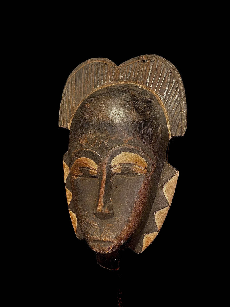 African masks antiques tribal Face vintage carved wood Hanging guro masks -5304