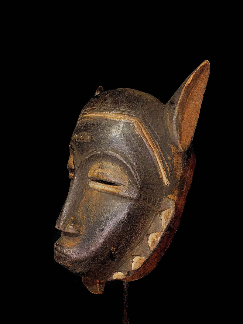 african mask African Carved Wood Tribal Mask vintage hanging tribal Baule Colored Mask-5255