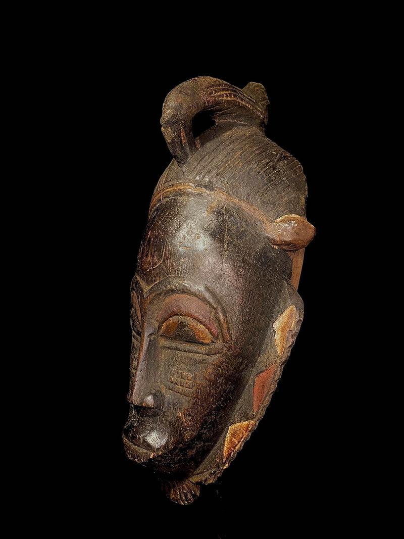 african mask African Tribal Wood masks Hand Carved wooden art masks Baoulé GURO-5284