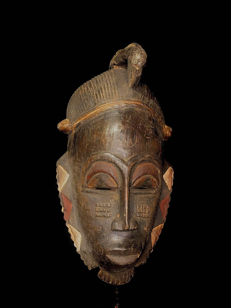 african mask African Tribal Wood masks Hand Carved wooden art masks Baoulé GURO-5284