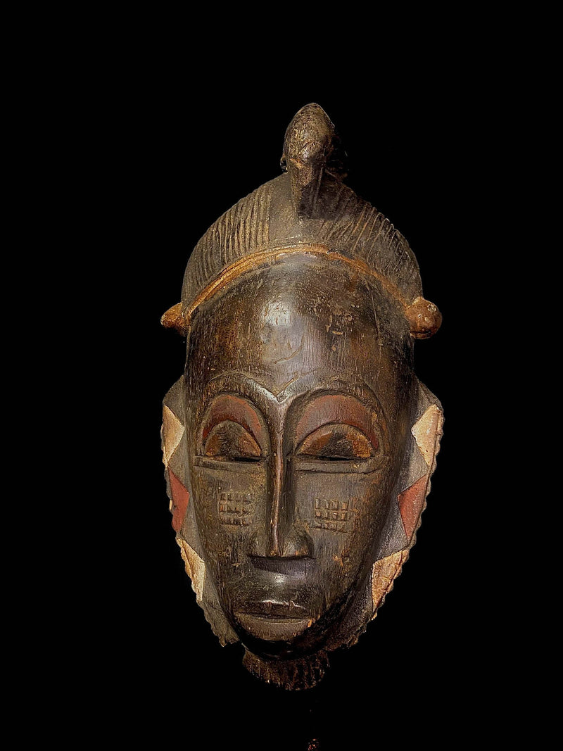 african mask African Tribal Wood masks Hand Carved wooden art masks Baoulé GURO-5284