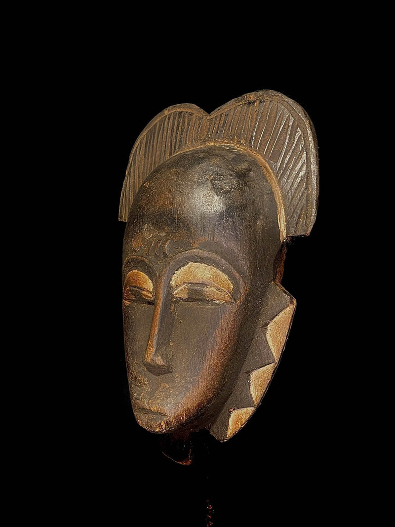 African masks antiques tribal Face vintage carved wood Hanging guro masks -5304