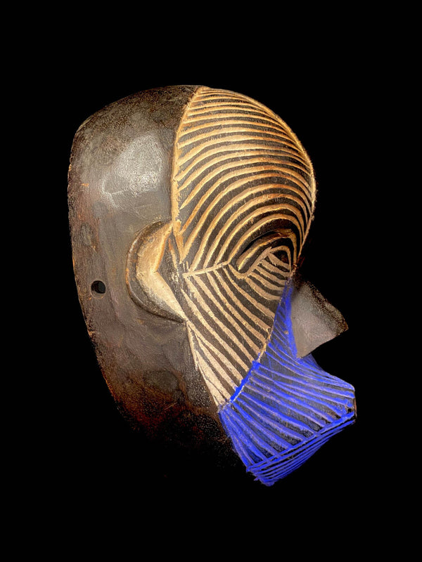 african mask Traditional vintage Songye mask Côte d'Ivoire Carved Wooden Mask-5926