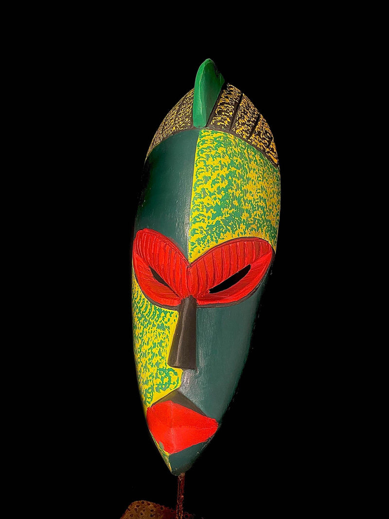 African mask African Tribal Mask Wood Hand Carved Vintage Wall Hanging ghana -6231