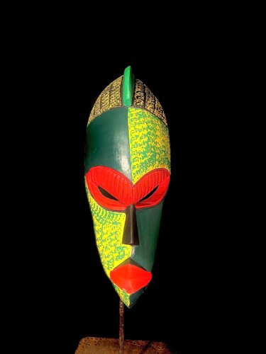 African mask African Tribal Mask Wood Hand Carved Vintage Wall Hanging ghana -6231