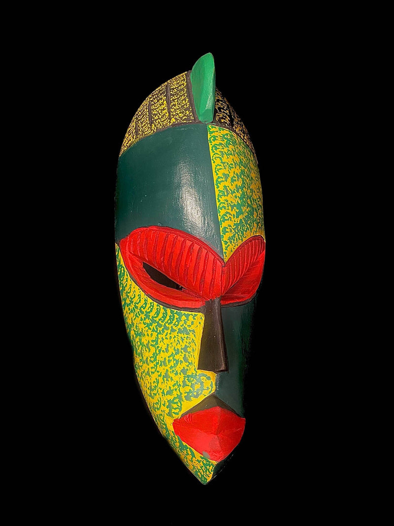 African mask African Tribal Mask Wood Hand Carved Vintage Wall Hanging ghana -6231