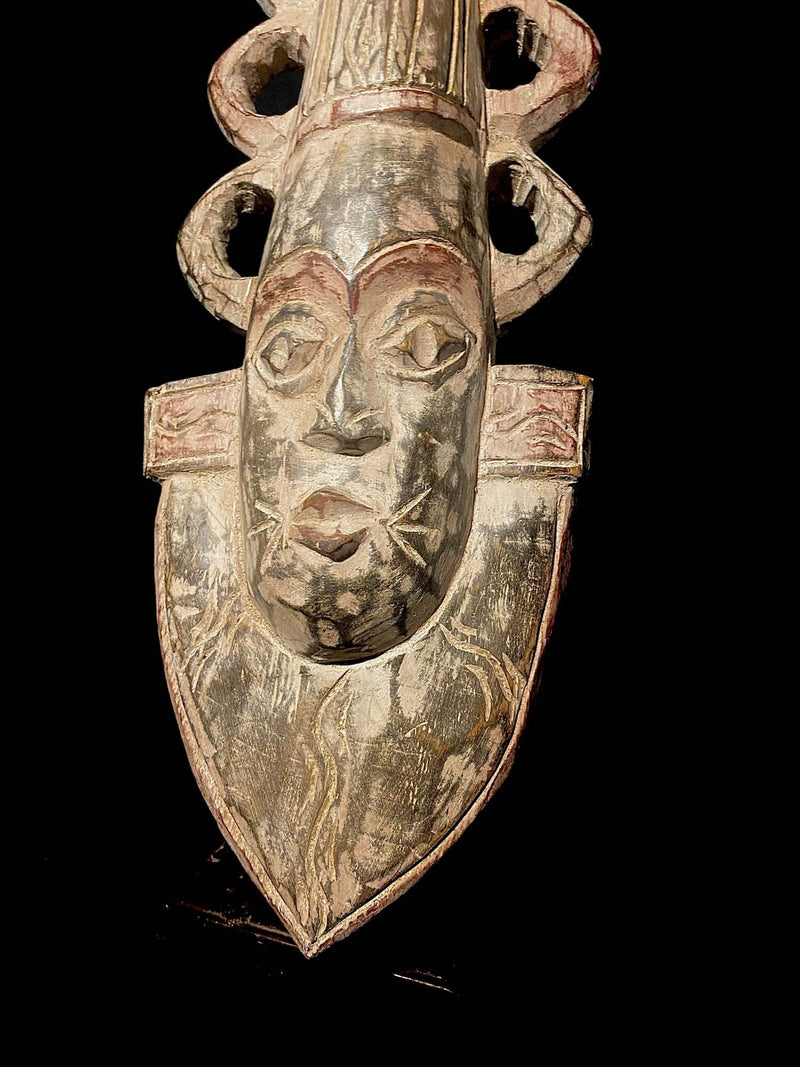 African Mask Wood Hand Carved Vintage Wall Hanging Guro Tribe Mask -6269
