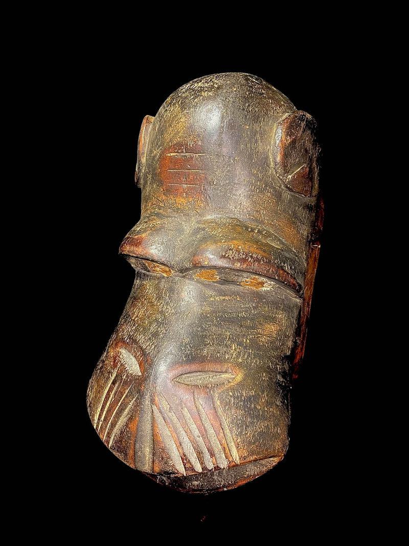 African Mask Vintage Antique African Monkey Face Mask Hand Carved Wood Guro Tribal -6482
