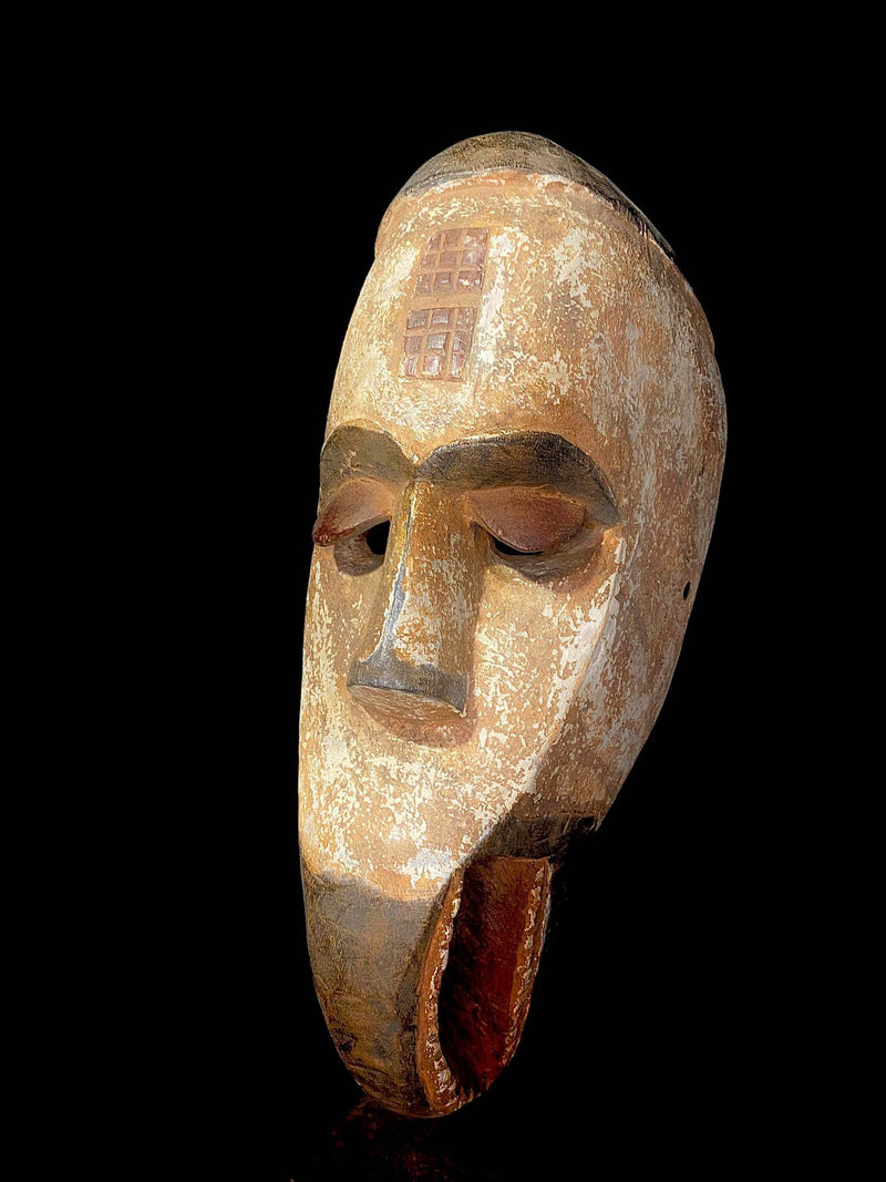 African Tribal Face Mask Wood Hand Carved Mask Igbo Ibo Peoples Nigeria-6526