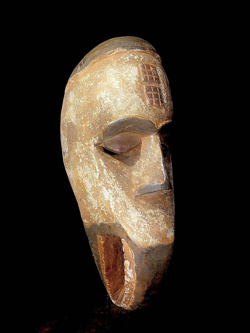 African Tribal Face Mask Wood Hand Carved Mask Igbo Ibo Peoples Nigeria-6526