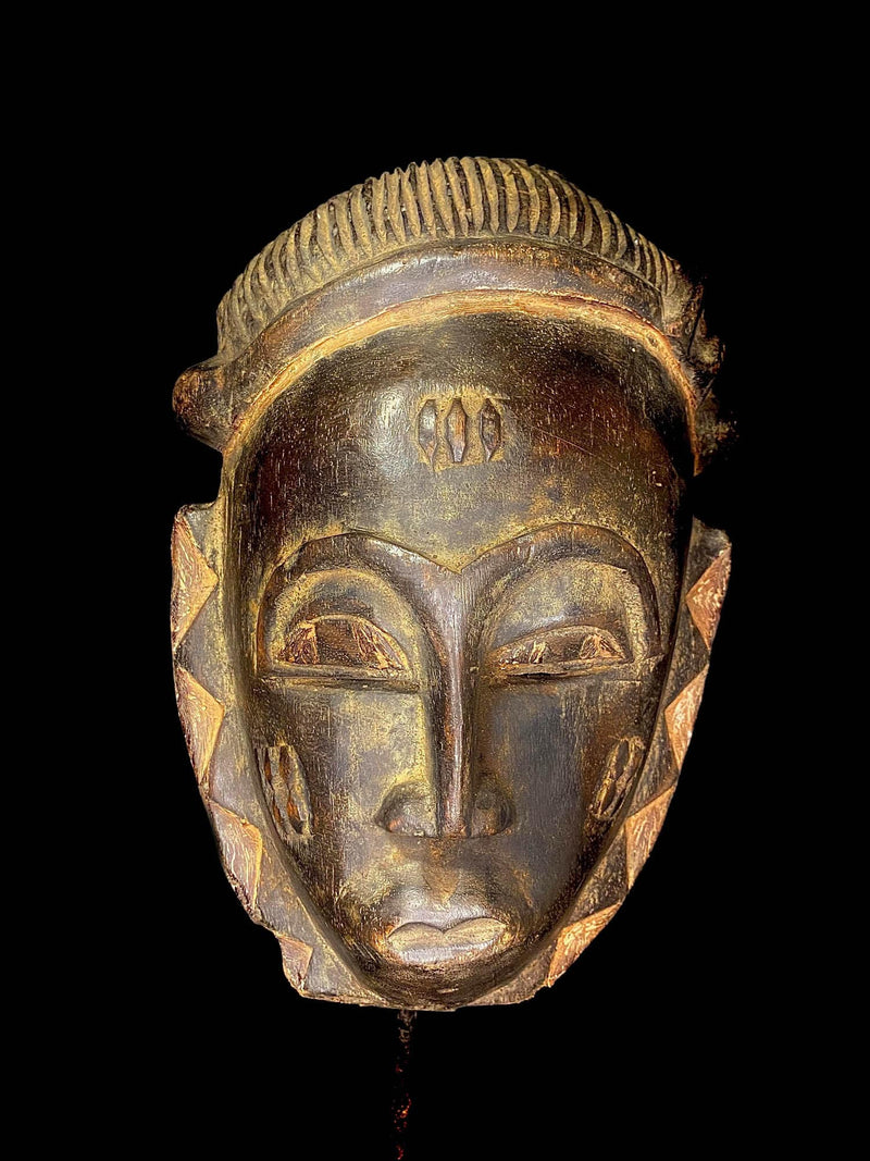 African mask Zaouli Guro African Mask Antiques Tribal Face Vintage Wood Carved Hanging-6448
