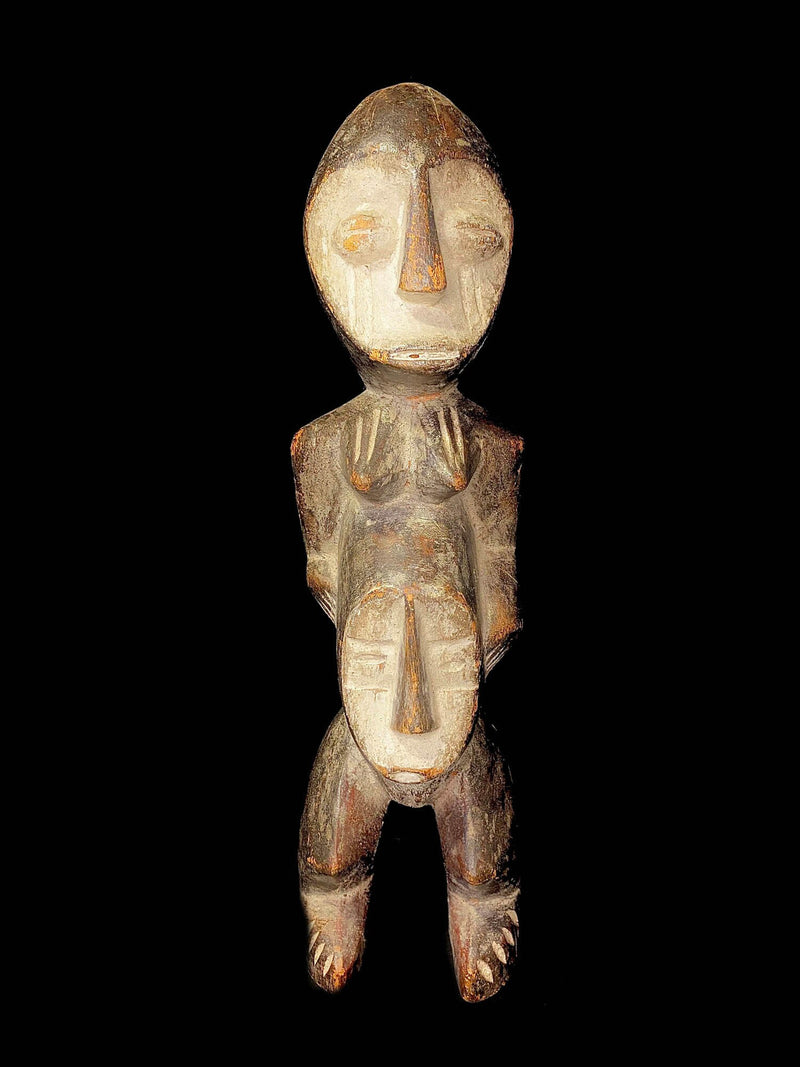 African Tribal figure Wooden Carved statue tribal wood Lega Sakimatwematwe -6540