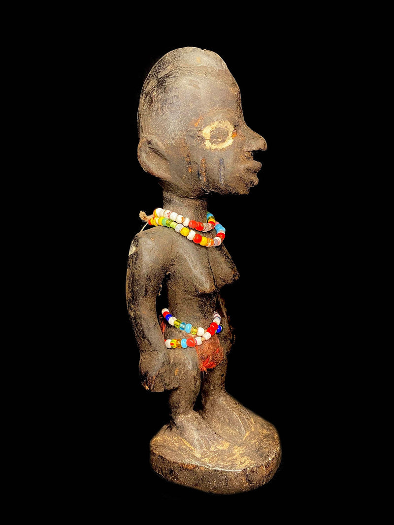 African Tribal Art Wooden Carved Female Figure Yoruba Yoruba in Early Art-6536