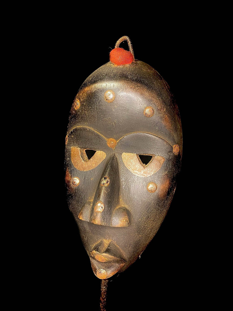 African Wooden Mask Tribal Wood Carved Hanging Liberia Dan Passport Mask-6375