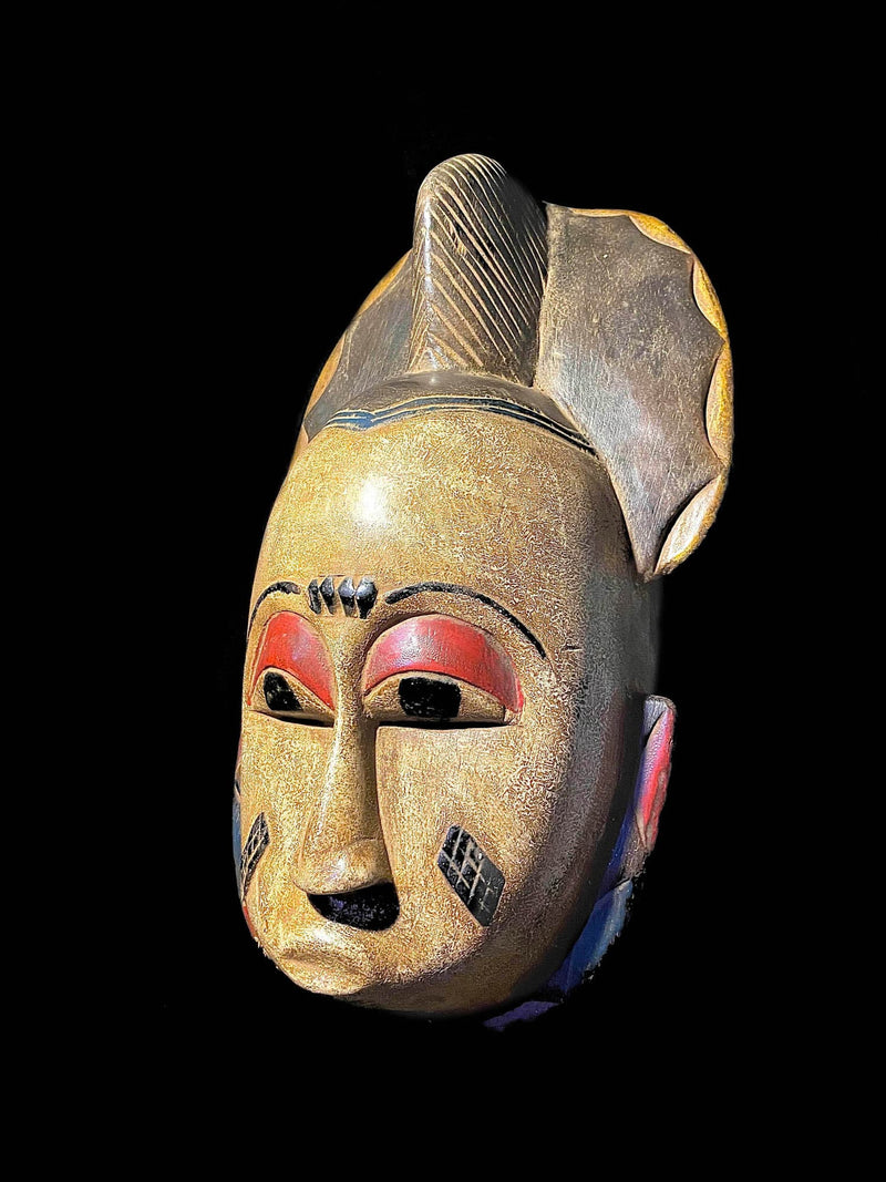 African masks Mask Hand Carved Vintage Wall Hanging Guru Mask Cote D'ivoire African Art -6669