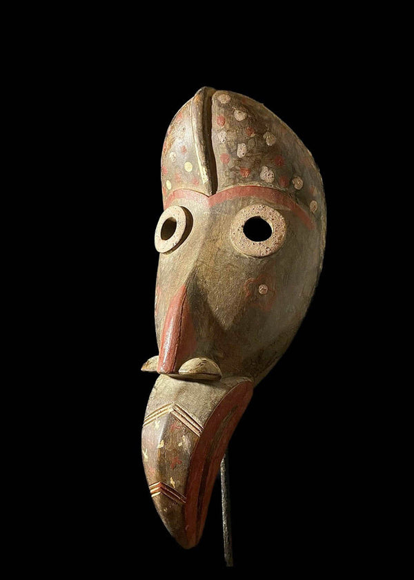 African Mask Wooden Hand Carved Vintage Wall Mask tribal african Dan Bird-6695