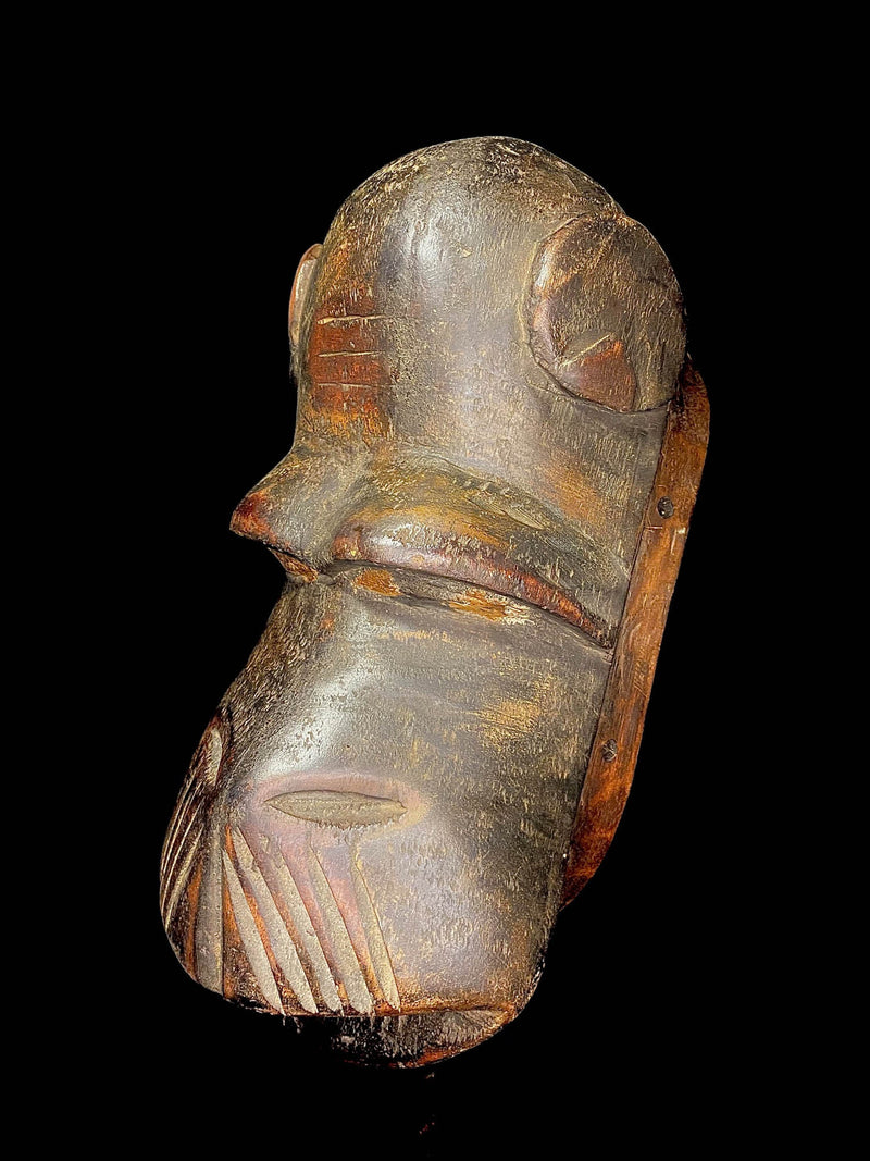 African Mask Vintage Antique African Monkey Face Mask Hand Carved Wood Guro Tribal -6482