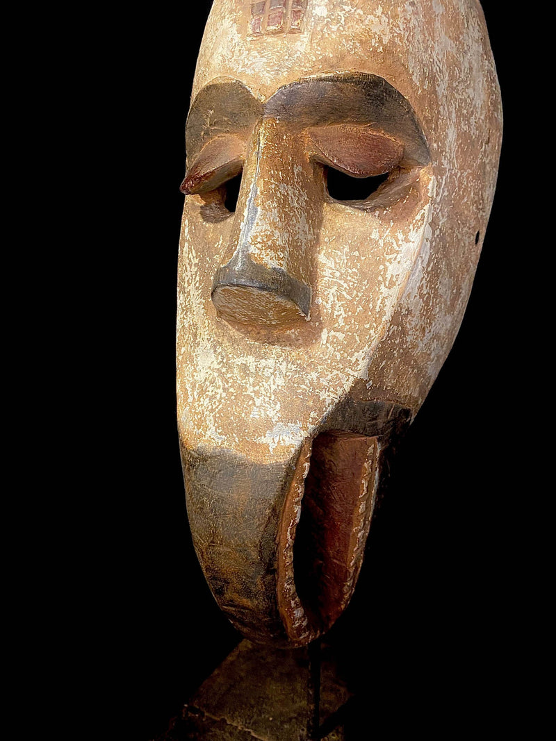 African Tribal Face Mask Wood Hand Carved Mask Igbo Ibo Peoples Nigeria-6526