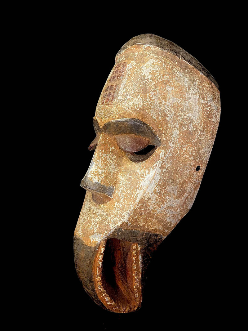 African Tribal Face Mask Wood Hand Carved Mask Igbo Ibo Peoples Nigeria-6526