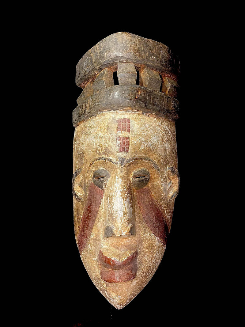 African Tribal Mask Nigerian Igbo Wood Carved Maiden Spirit Igbo masks for wall-6529