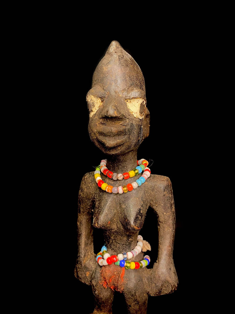 African Tribal Art Wooden Carved Female Figure Yoruba Yoruba in Early Art-6536