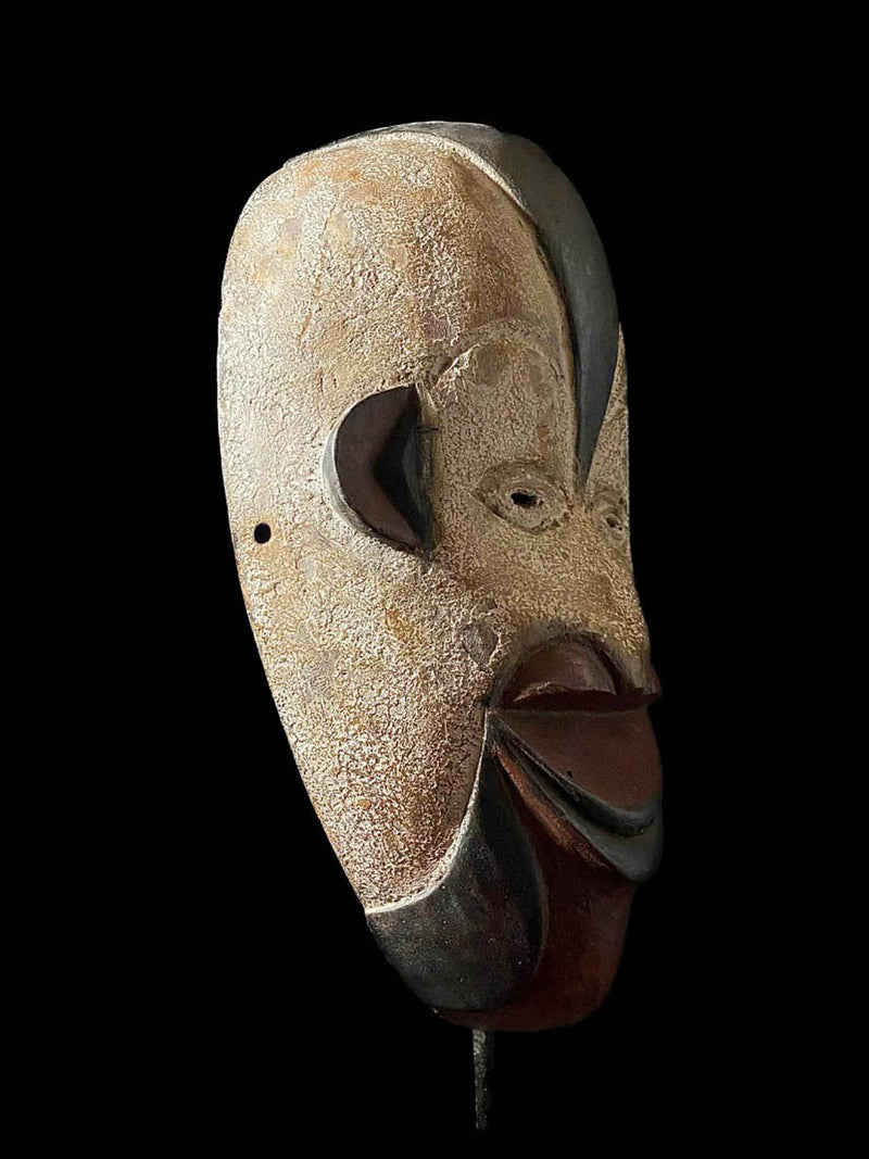 African Mask Face Wood Hand Carved Vintage Wall Hanging Igbo Spirit Mask-6744