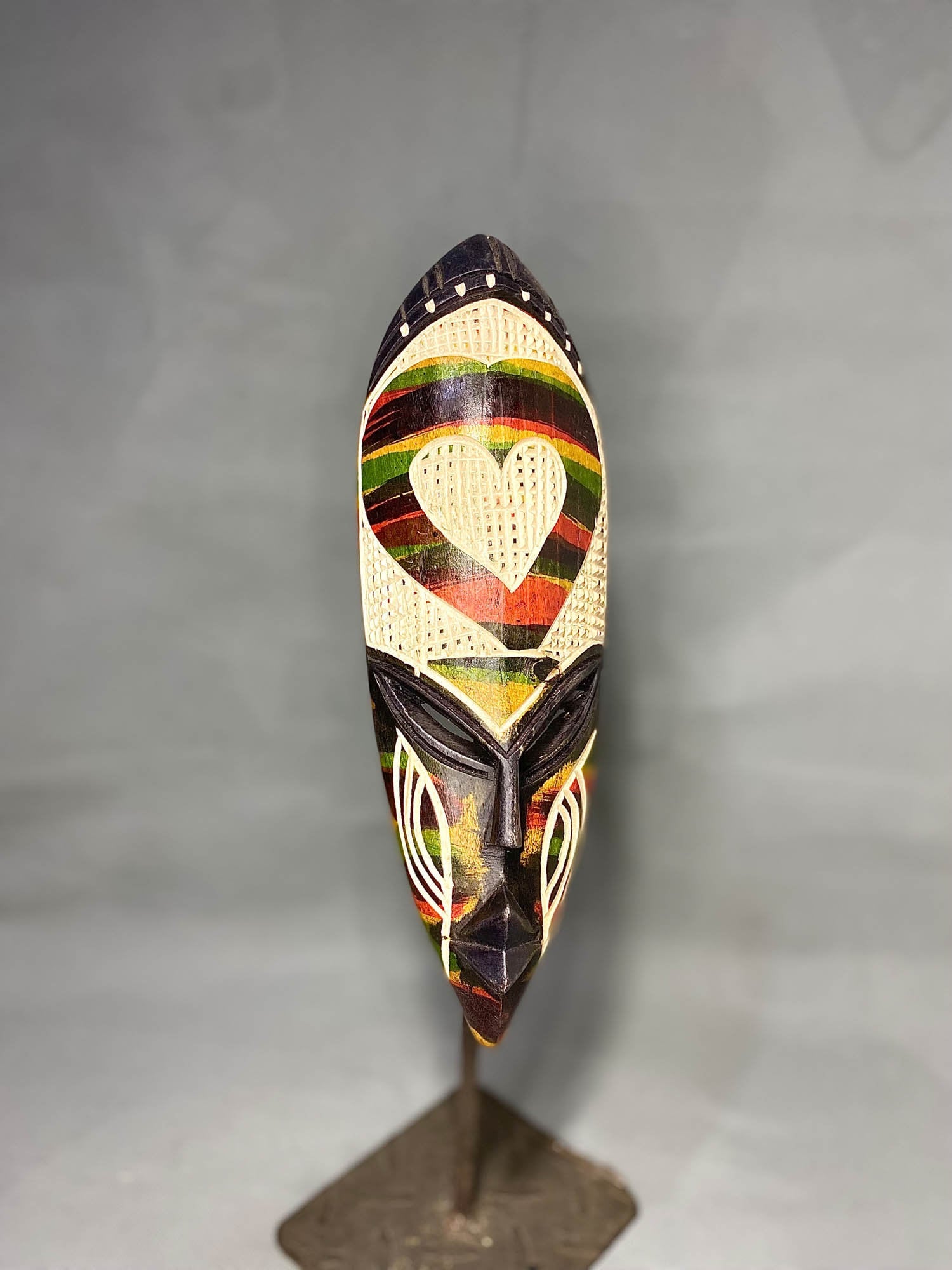 African mask Traditional vintage art tribal Wood Décor Mask Ghanaian Happiness- 543