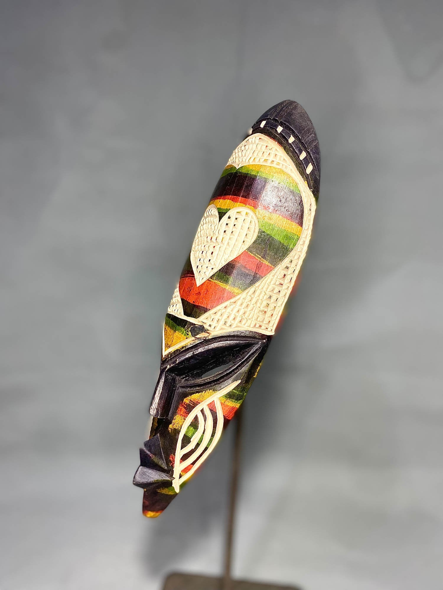African mask Traditional vintage art tribal Wood Décor Mask Ghanaian Happiness- 543