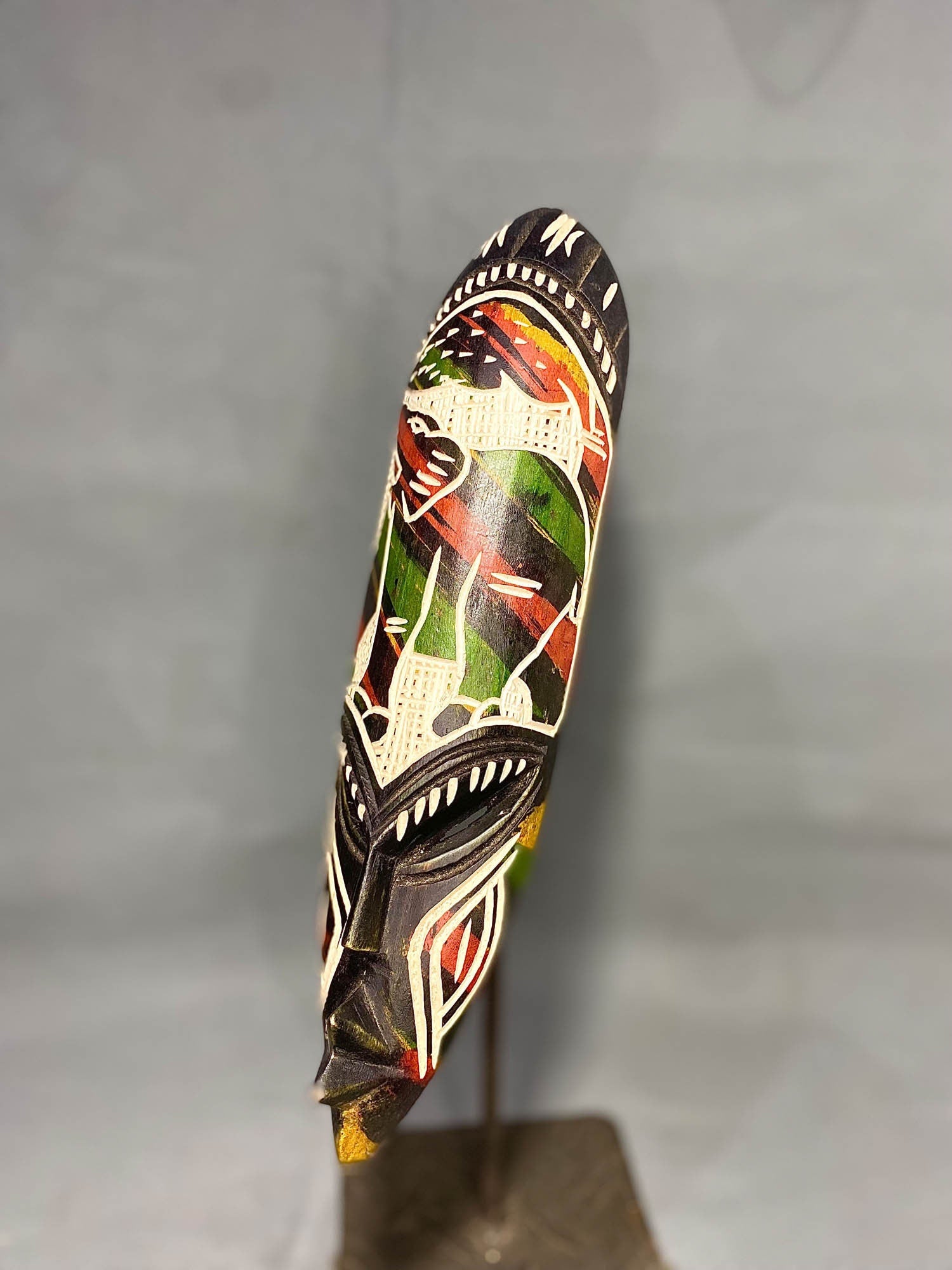 african mask Traditional vintage education Mask Wood Décor Elephant motif from Ghana-539