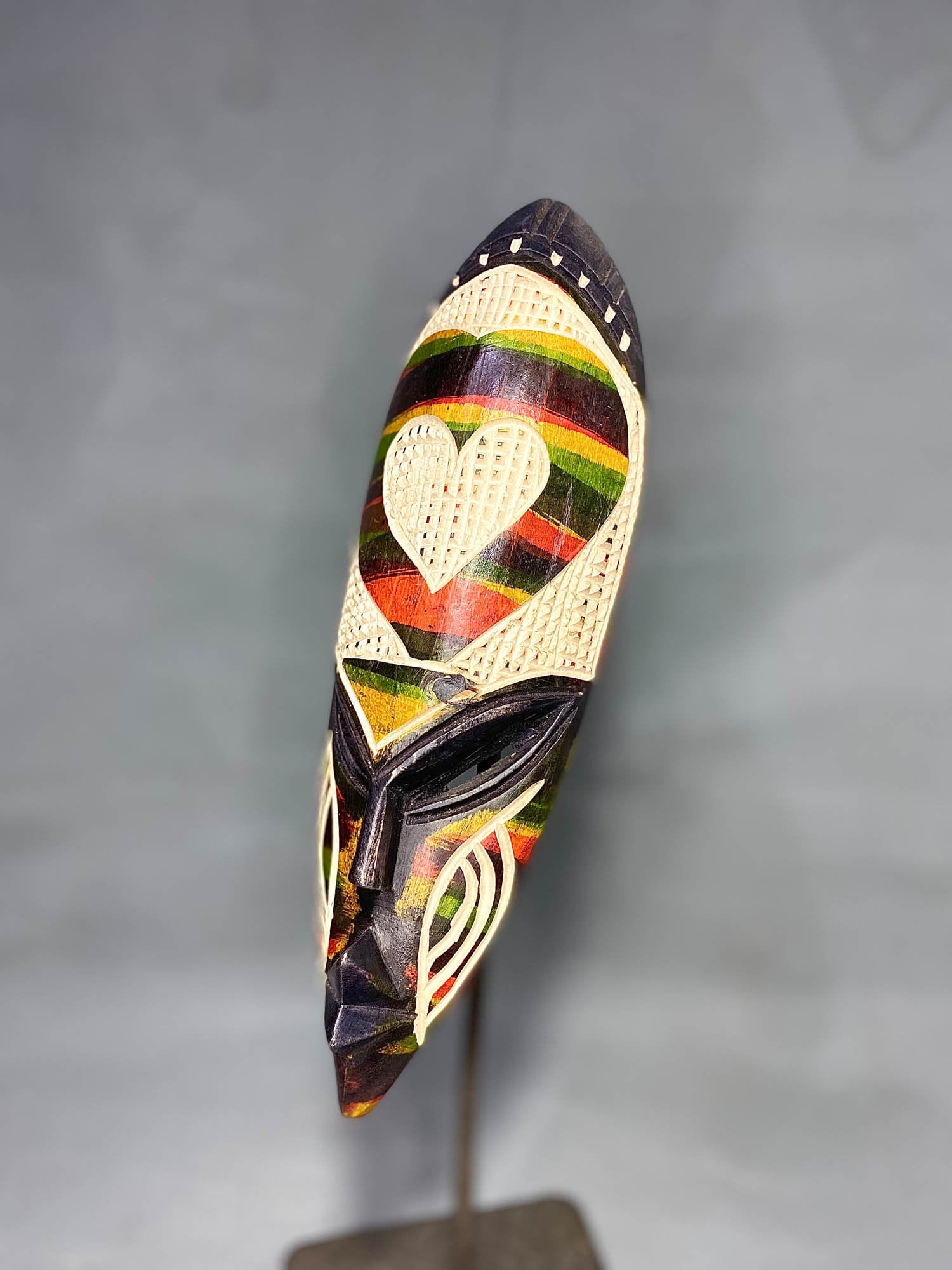 African mask Traditional vintage art tribal Wood Décor Mask Ghanaian Happiness- 543