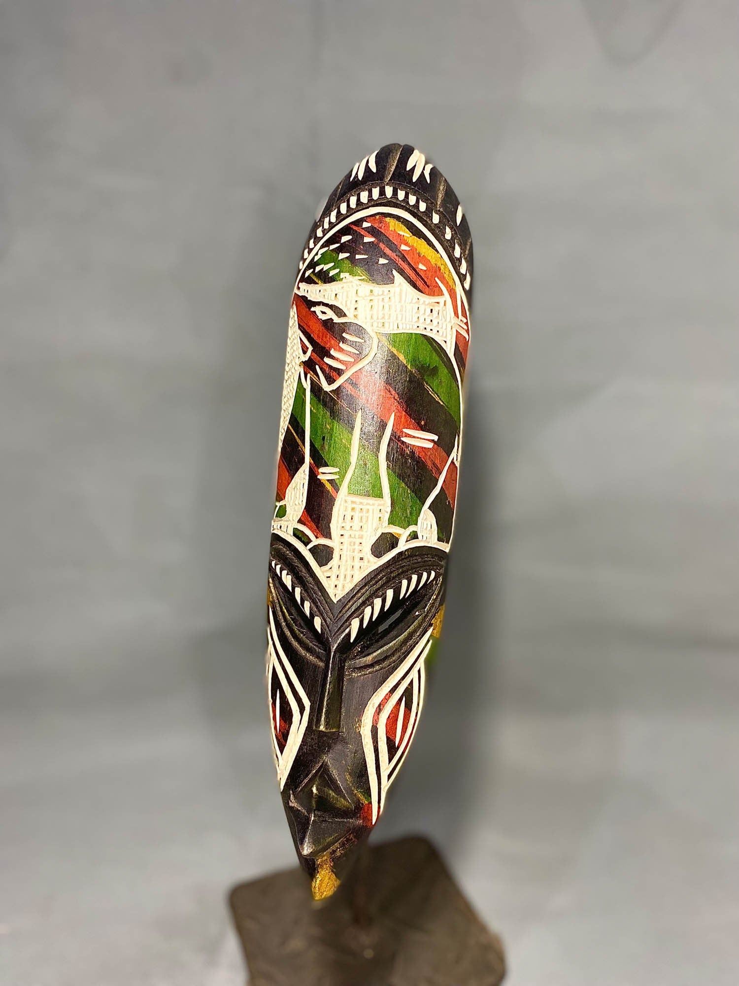 african mask Traditional vintage education Mask Wood Décor Elephant motif from Ghana-539