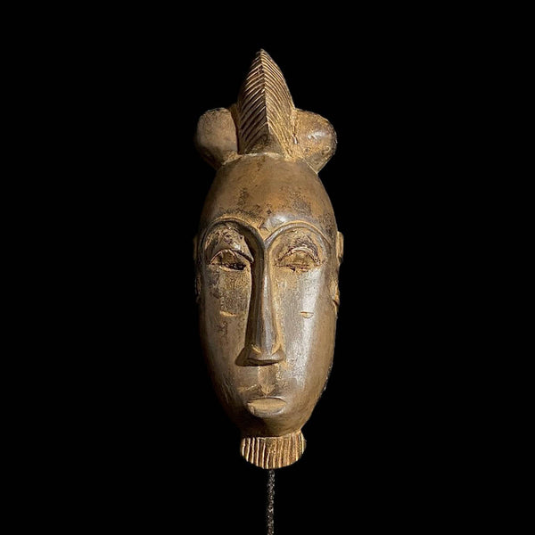 African mask Baule African mask antiques tribal Art Face Vintage Wood Carved Guru Mask-7630