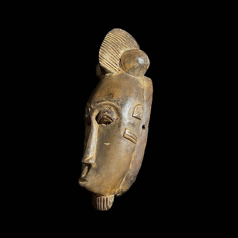 African mask Baule African mask antiques tribal Art Face Vintage Wood Carved Guru Mask-7630