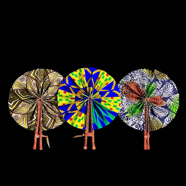 3 African Kente Hand Fan Foldable Kente Hand Fan Primitive Art Collectibles-7665