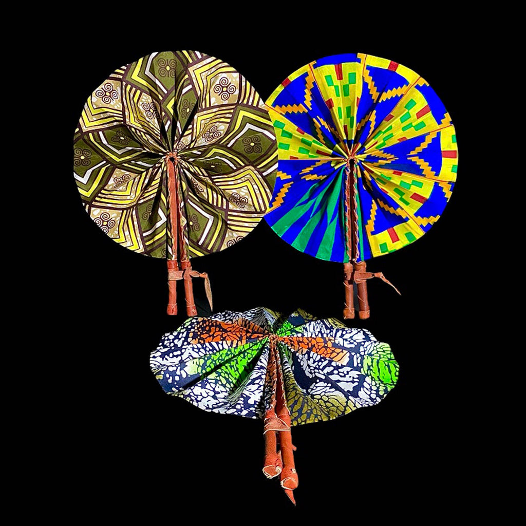 3 African Kente Hand Fan Foldable Kente Hand Fan Primitive Art Collectibles-7665
