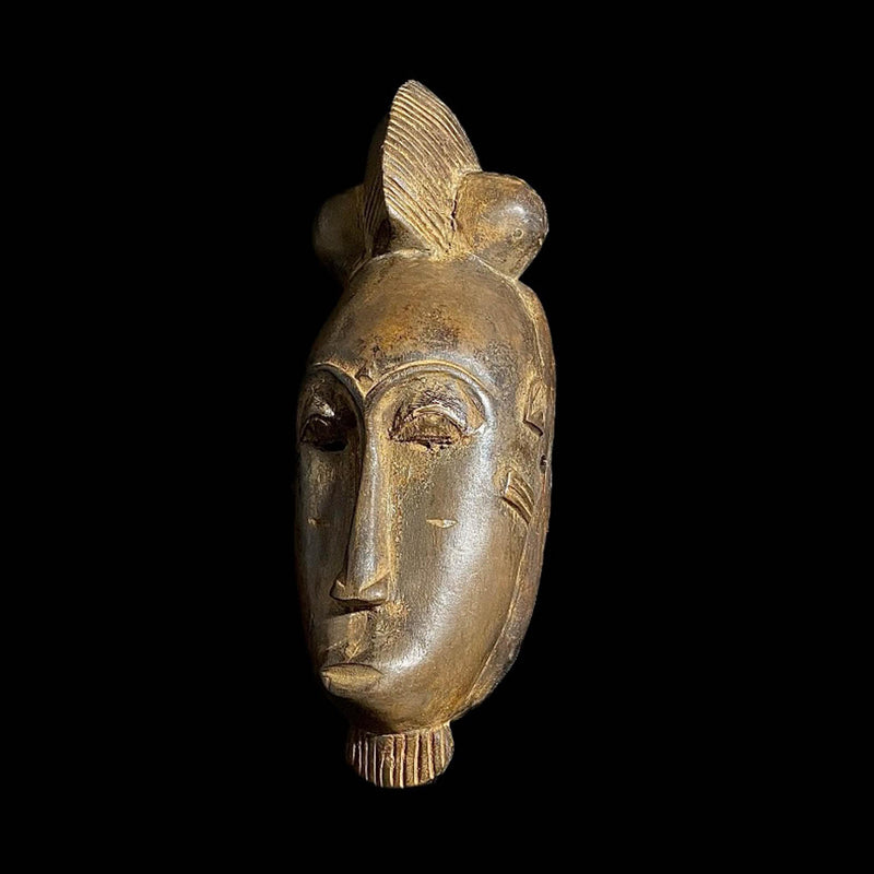 African mask Baule African mask antiques tribal Art Face Vintage Wood Carved Guru Mask-7630