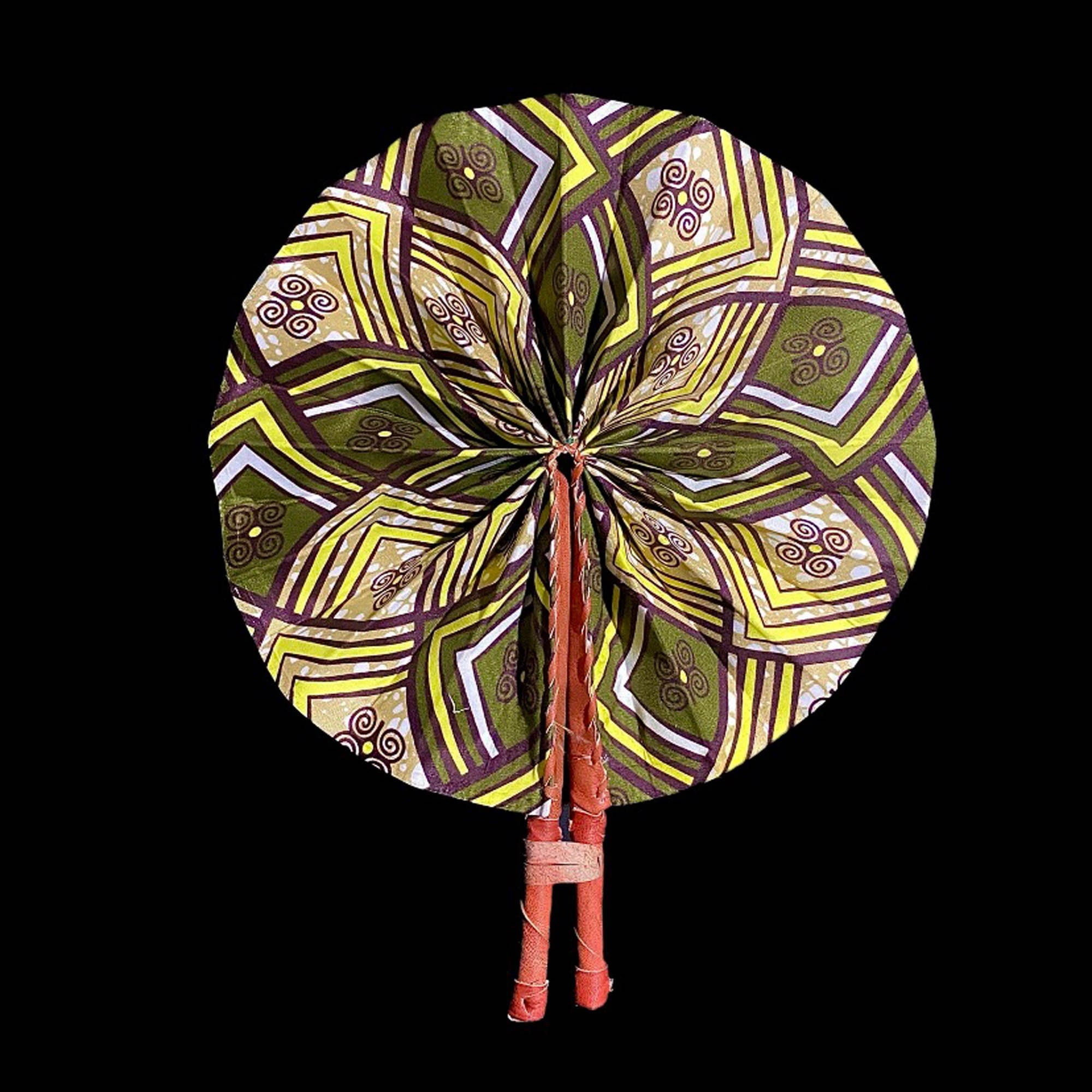 3 African Kente Hand Fan Foldable Kente Hand Fan Primitive Art Collectibles-7665